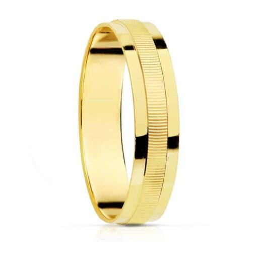 Alianza de 4 mm en Oro Amarillo 18 Quilates con Tallado Lineal