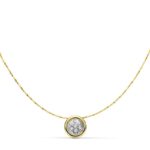 Gargantilla 8 mm Oro Bicolor 18 Quilates Esfera con Circonitas