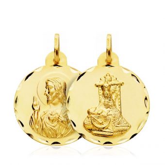 Medalla Escapulario Virgen Angustias 20 mm Oro Amarillo 18 Quilates