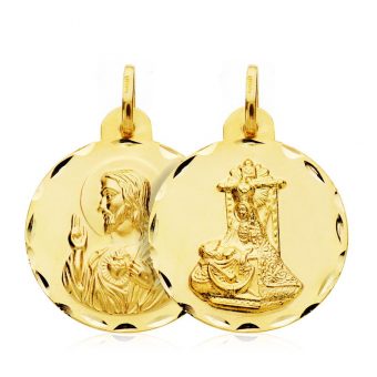 Medalla Escapulario Virgen Angustias 22 mm Oro Amarillo 18 Quilates