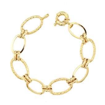 Pulsera 19 cm Oro Amarillo 18 Quilates Eslabones Ovales Tallados y Lisos