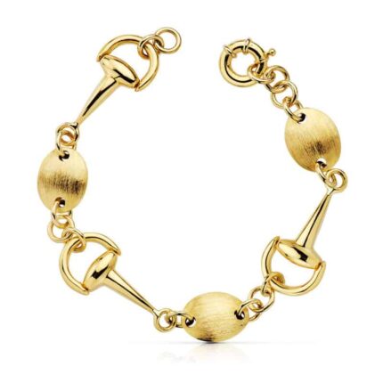 Pulsera 19,5 cm en Oro Amarillo 18 Quilates Estribos Lisos