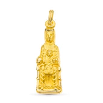 Medalla 34 x 11 mm Virgen de Montserrat en Oro Amarillo 18K con Silueta
