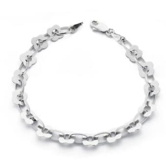 Pulsera 18,5 cm en Oro Blanco 18 Quilates Piezas Planas Flor