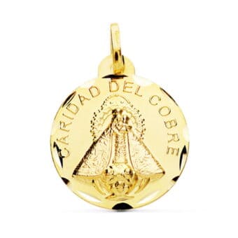 Medalla 24 mm Oro Amarillo 18K con V. Caridad del Cobre Tallada