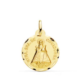 Medalla Virgen de Covadonga 22 mm Oro Amarillo 18K Tallas