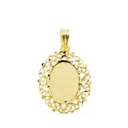 Colgante 28 x 21 mm Oro Amarillo 18 Quilates Chapa con Cerco Calado