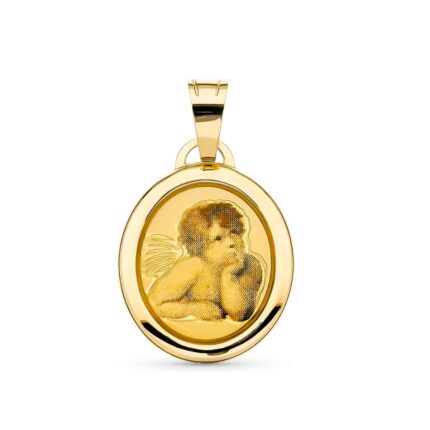 Medalla Ángel Burlón 19 x 15 mm en Oro Amarillo 18K Oval