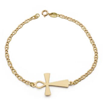 Pulsera 19 cm en Oro Amarillo 18 Kilates Cruz de la Vida