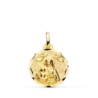 Medalla Virgen de la Cinta 18 mm Oro Amarillo 18K con Tallas
