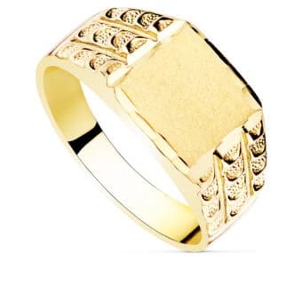 Sello Hombre 9 x 8 mm Oro Amarillo 18K Cabeza Rectangular