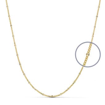 Cadena Barbada Diamantada Maciza Oro Amarillo 18K con 1,5 mm y 40 cm de Largo