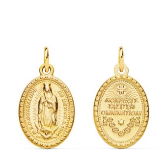 Medalla 18 x 14 mm V. Guadalupe (México) en Oro Amarillo 18K