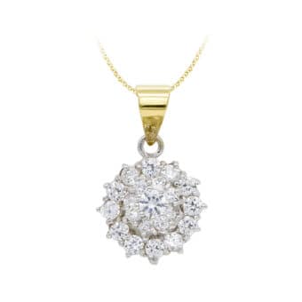 Colgante 11 x 11 mm Oro Blanco 18 Quilates Cuajo Circonitas