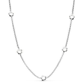 Gargantilla Flores Oro Blanco 18 Quilates