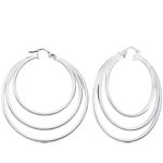 Pendientes Triple Aro 43 mm Oro Blanco de 18 Quilates