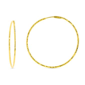 Pendientes Aro 40 x 1,5 mm Oro Amarillo de 18 Quilates Diamantados