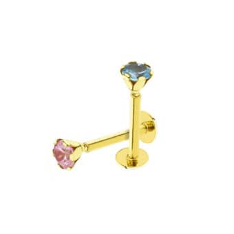 Piercing Labio 3 mm Oro Amarillo 18K Circonita Color