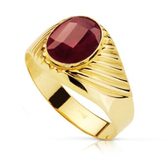 Sello Hombre 10 x 8 mm Oro Amarillo 18K Montura Tallada Espinela Oval