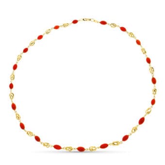 Collar Coral Natural de Cerdeña 8 x 5 mm 45 cm Oro Amarillo 18 Quilates