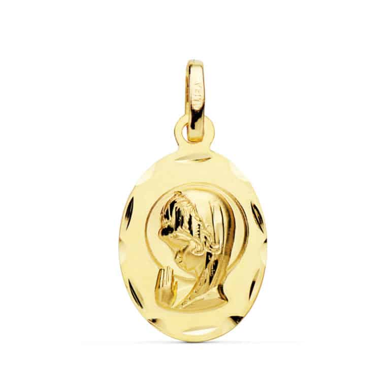Medalla Virgen Niña 19 x 12 mm Oro Amarillo 18 Quilates Tallas - Imagen 1