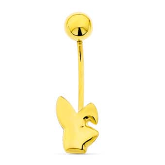 Piercing Ombligo Oro Amarillo 18K Conejito Liso