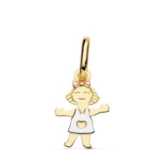 Colgante 12 x 8 mm Oro Tricolor 18 Quilates Niña Lazo