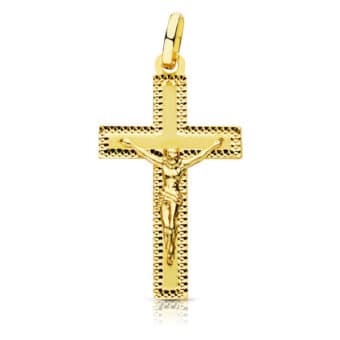 Cruz Cristo 27 x 15 mm Oro Amarillo 18K Plana Tallada