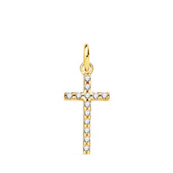 Cruz 16 x 9 mm Oro Amarillo 18K Circonitas
