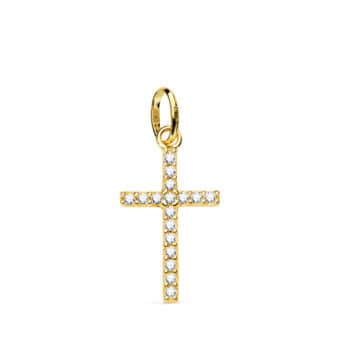 Cruz 18 x 10 mm Oro Amarillo 18K Circonitas