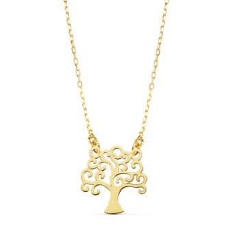 Gargantilla 45 cm en Oro Amarillo 18 Quilates y Árbol de la Vida 12 mm