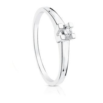 Solitario Compromiso Oro Blanco 18K Diamante 0,15ct