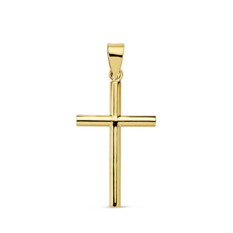 Cruz 23 x 13 x 2 mm en Oro Amarillo de 18K Tubular - Imagen 1