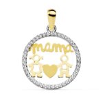 Colgante Mamá 16 mm Oro Bicolor 18 Quilates Niño y Niña
