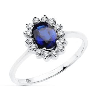 Solitario Compromiso Oro Blanco 18K Diamantes y Zafiro 0,98Q