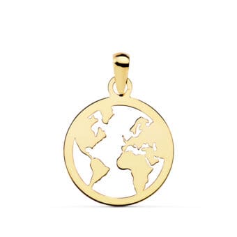 Colgante Mundo 15 mm en Oro Amarillo de 18 Quilates