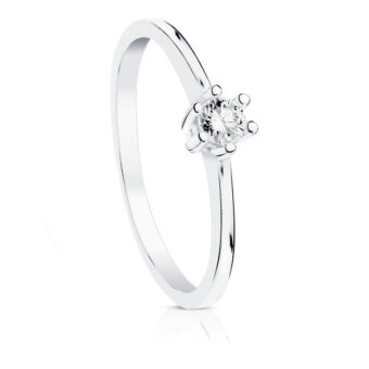 Solitario Compromiso Oro Blanco 18K Diamante 0,10ct