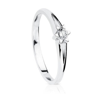 Solitario Compromiso Oro Blanco 18K Diamante 0,15ct