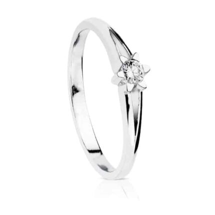 Solitario Compromiso Oro Blanco 18K Diamante 0,15ct