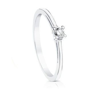 Solitario Compromiso Oro Blanco 18K Diamante 0,10 ct