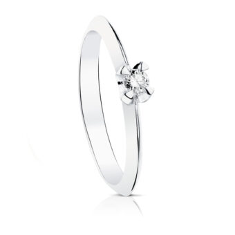 Solitario Compromiso Oro Blanco 18K y Diamante 0,10 ct