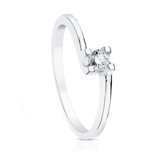 Solitario Compromiso Oro Blanco 18K y Diamante 0,15 ct