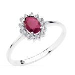 Solitario Compromiso Oro Blanco 18 Quilates Rubí y Diamantes