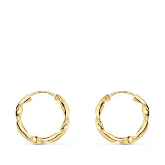Pendientes Niña Aro Trenzado en Oro Amarillo de 18 Quilates 14 x 2 mm