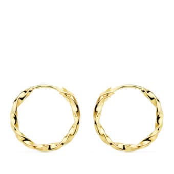 Pendientes Niña Aro Trenzado en Oro Amarillo de 18 Quilates 14 x 1,5 mm