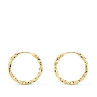 Pendientes Niña Aro Trenzado en Oro Amarillo de 18 Quilates 16 x 1,5 mm