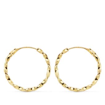Pendientes Niña Aro Trenzado en Oro Amarillo de 18 Quilates 20 x 1,5 mm
