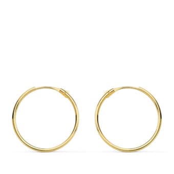 Pendientes Niña Aro Liso en Oro Amarillo de 18 Quilates 16 x 0,8 mm