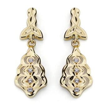 Pendientes 27 x 9 mm Oro Amarillo 18 Quilates Tipo Cubanas Circonitas