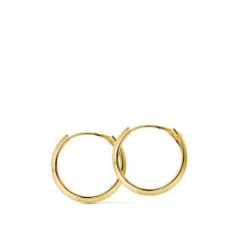 Pendientes Niña Aro Liso Media Caña en Oro Amarillo de 18 Quilates 14 x 2 mm